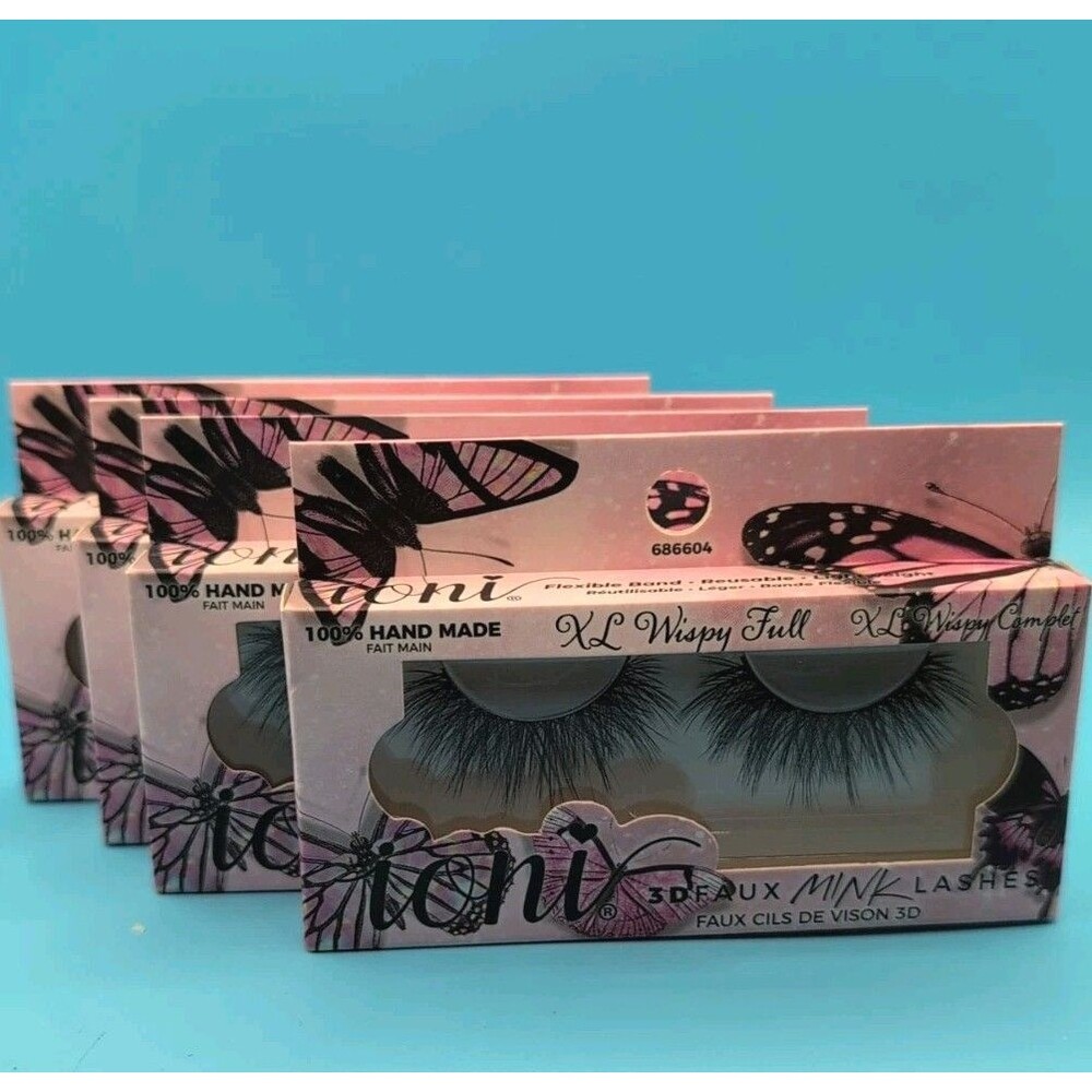 Lot/4 Ioni 3D Faux Mink Lashes Eyelashes XL Wispy Full Reusable Handmade